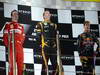 GP ABU DHABI, Podium: Kimi Raikkonen (FIN) Lotus F1 Team E20 (vincitore), Fernando Alonso (ESP) Ferrari F2012 (secondo) e Sebastian Vettel (GER) Red Bull Racing RB8 (terzo)