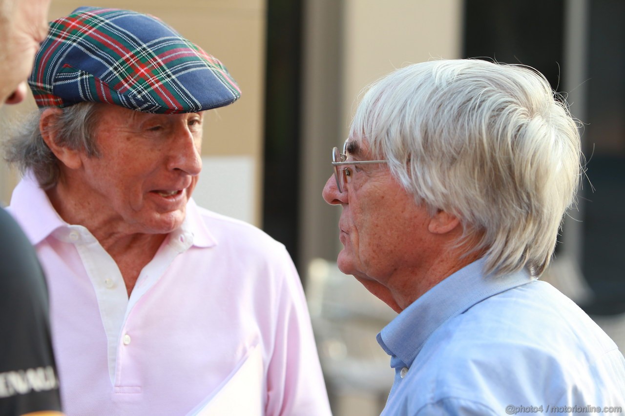 GP ABU DHABI, Sir Jackie Stewart (GBR) e Bernie Ecclestone (GBR) CEO Formula One Group (FOM)