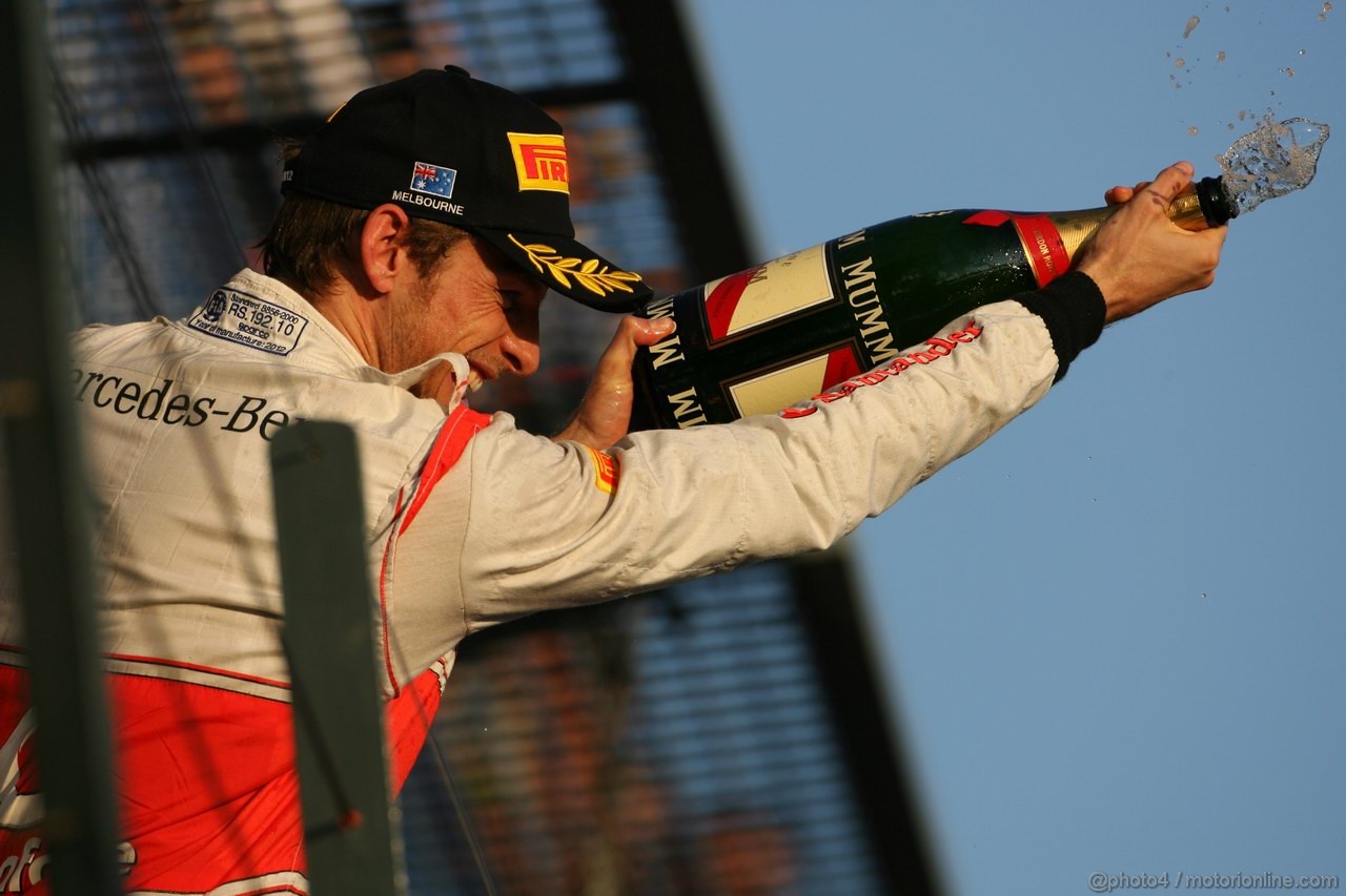 GP AUSTRALIA, Podium – 1st Jenson Button (GBR) McLaren Mercedes, 2nd Sebastian Vettel (GER) Red Bull Racing & 3rd Lewis Hamilton (GBR) McLaren Mercedes