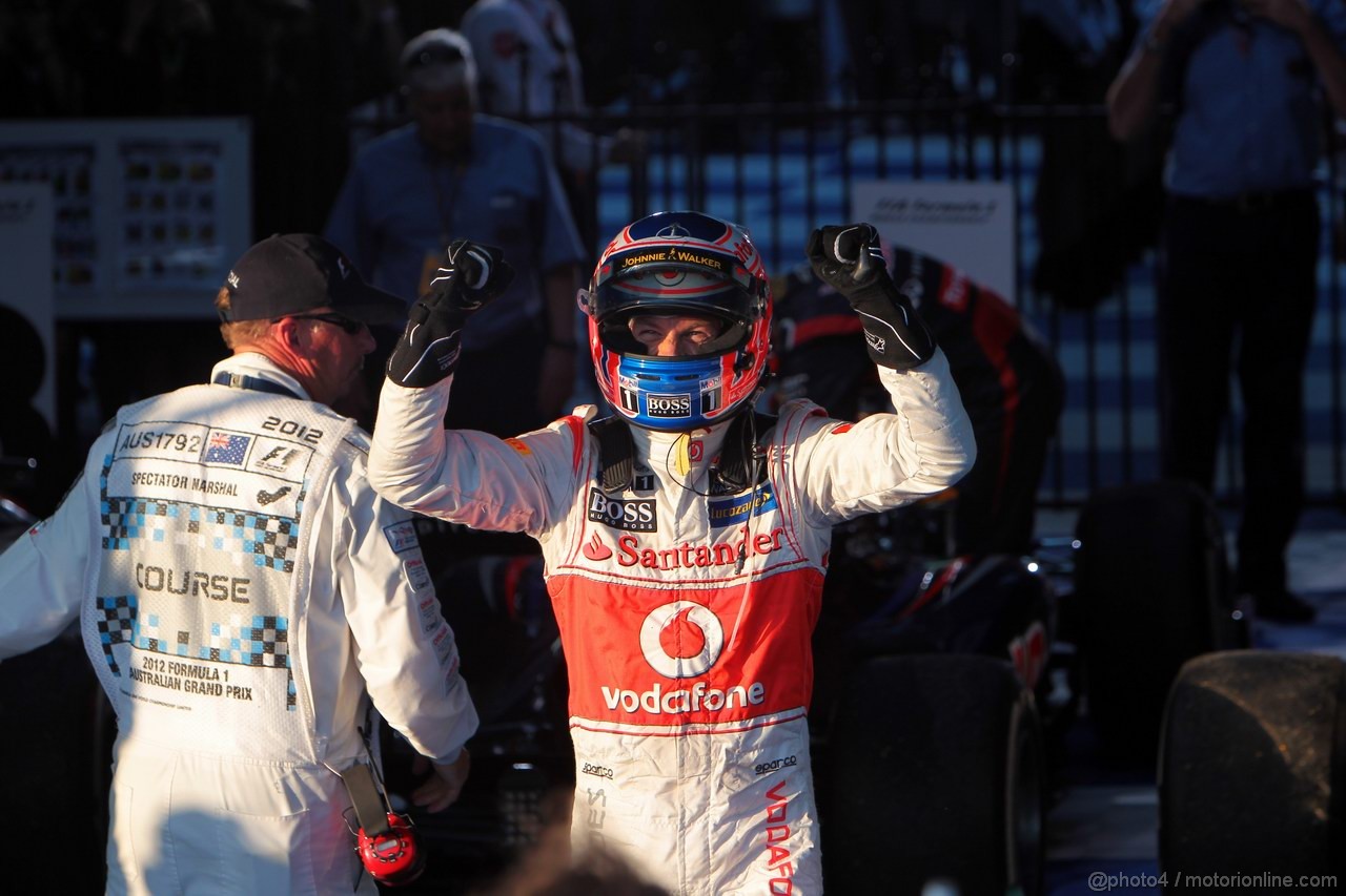 GP AUSTRALIA, Podium – 1st Jenson Button (GBR) McLaren Mercedes, 2nd Sebastian Vettel (GER) Red Bull Racing & 3rd Lewis Hamilton (GBR) McLaren Mercedes