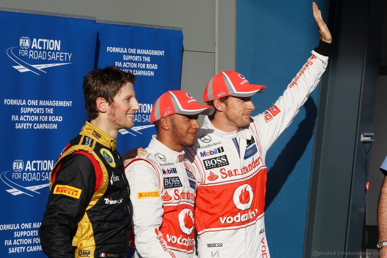 GP AUSTRALIA, Qualifiche Results: 1st place Lewis Hamilton (GBR), McLaren Mercedes, 2nd place Jenson Button (GBR), McLaren Mercedes, 3rd Romain Grosjean (FRA), Lotus Renault F1 Team