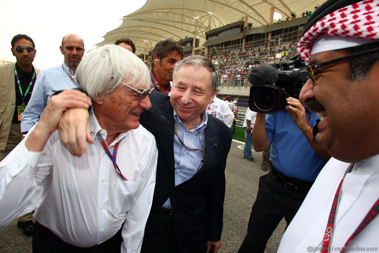 GP BAHRAIN, 22.04.2012- Gara, Bernie Ecclestone (GBR), President e CEO of Formula One Management  e Jean Todt (FRA), President FIA