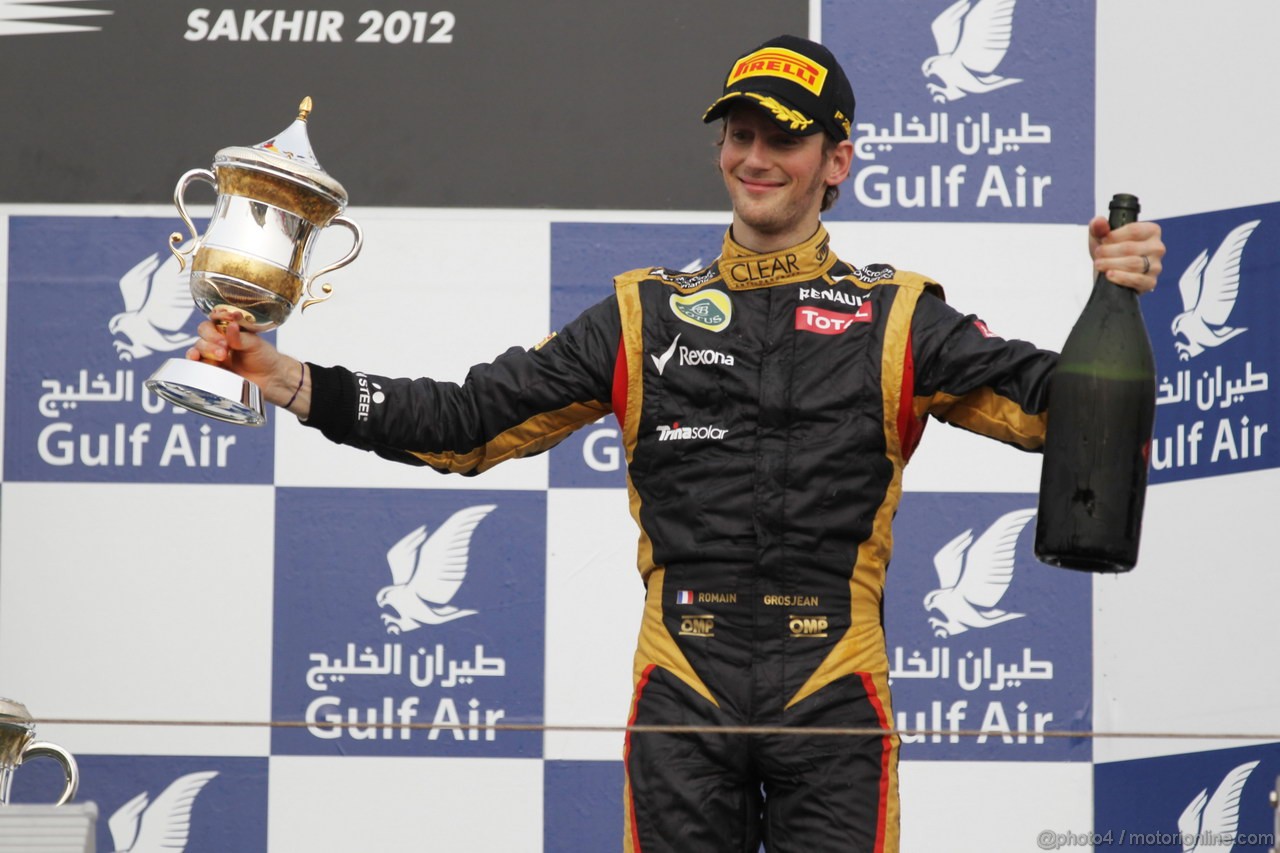 GP BAHRAIN, 22.04.2012- Gara, Romain Grosjean (FRA) Lotus F1 Team E20 terzo 