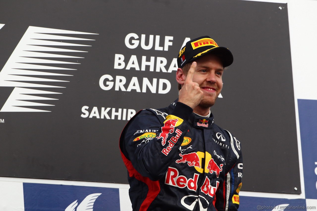 GP BAHRAIN, 22.04.2012- Gara, Sebastian Vettel (GER) Red Bull Racing RB8 vincitore