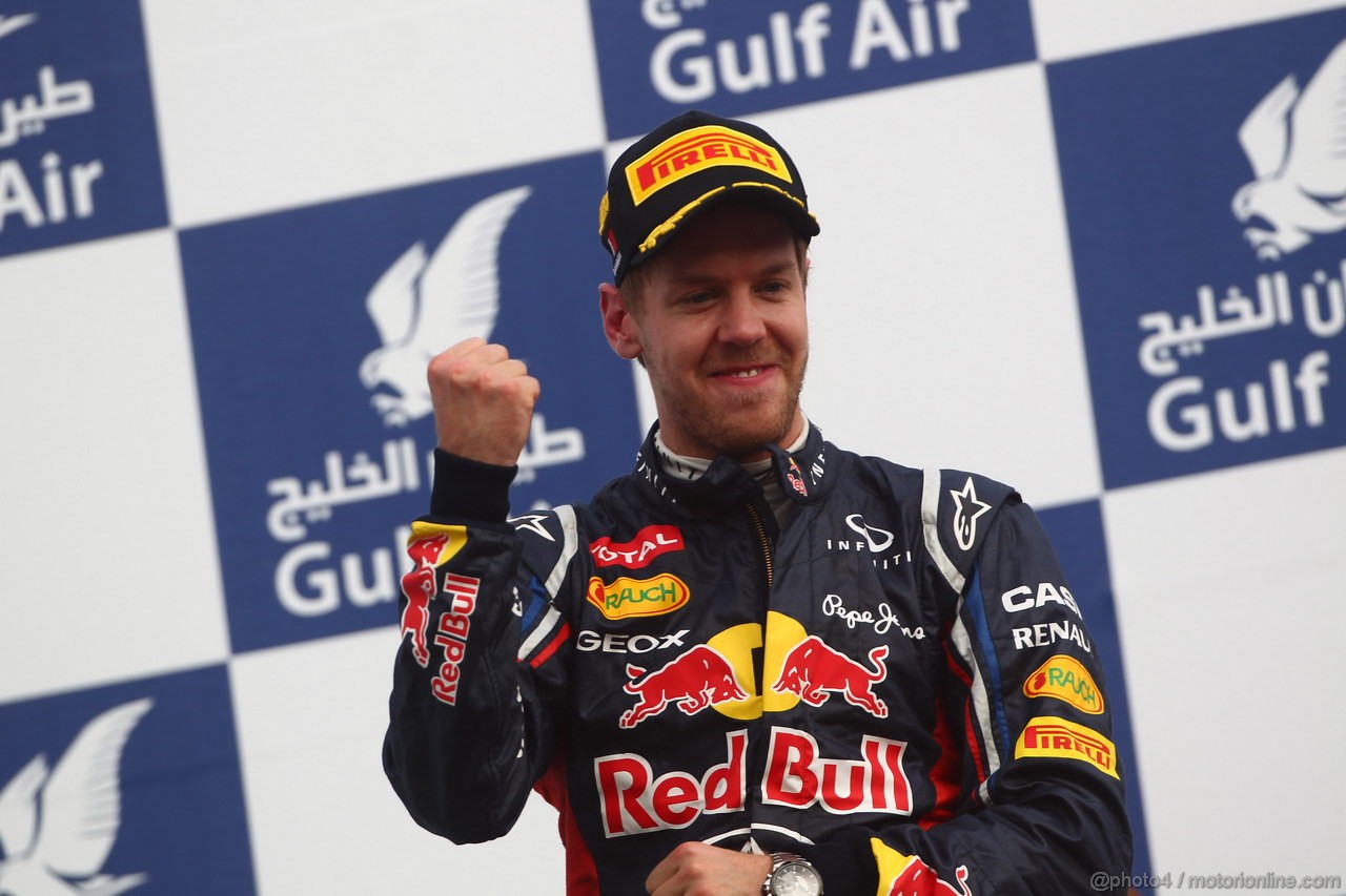 GP BAHRAIN, 22.04.2012- Gara, Sebastian Vettel (GER) Red Bull Racing RB8 vincitore
