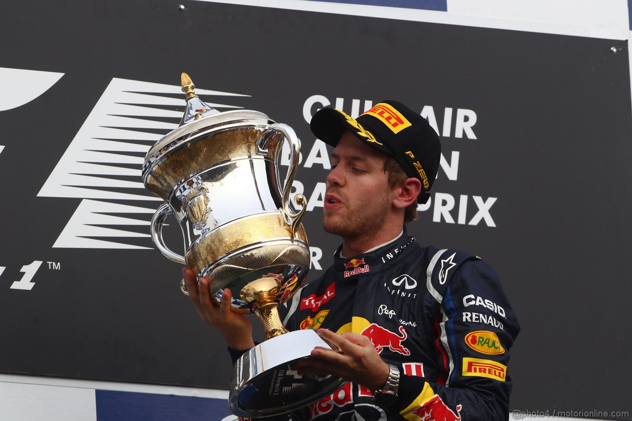 GP BAHRAIN, 22.04.2012- Gara, Sebastian Vettel (GER) Red Bull Racing RB8 vincitore 