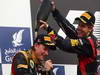 GP BAHRAIN, 22.04.2012- Gara, celebration, Sebastian Vettel (GER) Red Bull Racing RB8 vincitore e Kimi Raikkonen (FIN) Lotus F1 Team E20 secondo 