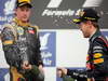 GP BAHRAIN, 22.04.2012- Gara, Kimi Raikkonen (FIN) Lotus F1 Team E20 secondo e Sebastian Vettel (GER) Red Bull Racing RB8 vincitore 