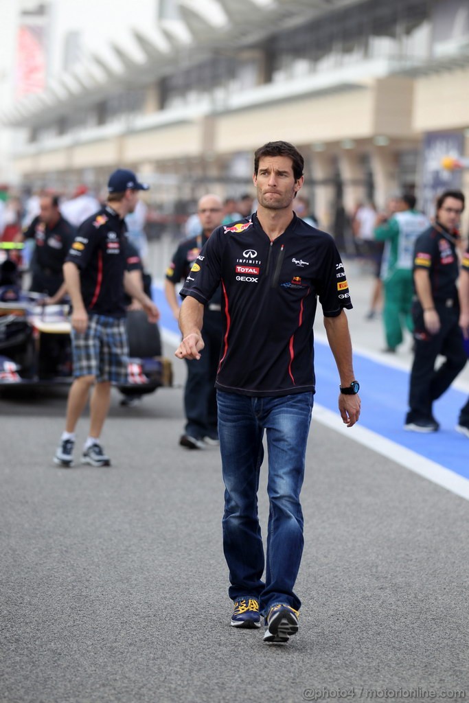 GP BAHRAIN, 19.04.2012- Mark Webber (AUS) Red Bull Racing RB8 