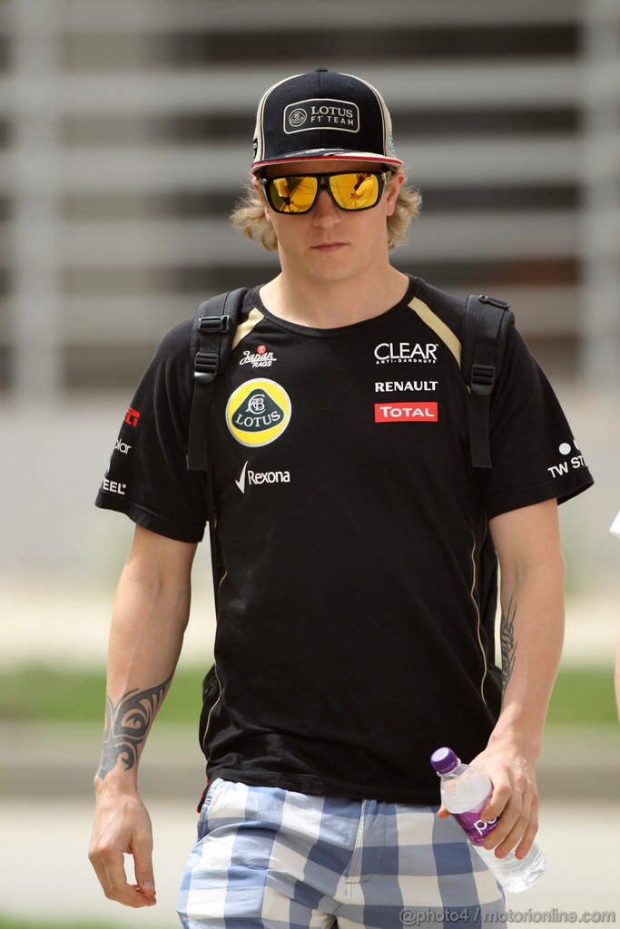 GP BAHRAIN, 21.04.2012- Kimi Raikkonen (FIN) Lotus F1 Team E20