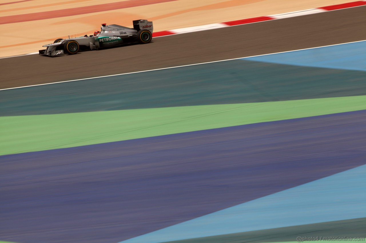 GP BAHRAIN, 21.04.2012- Prove Libere 3, Michael Schumacher (GER) Mercedes AMG F1 W03 