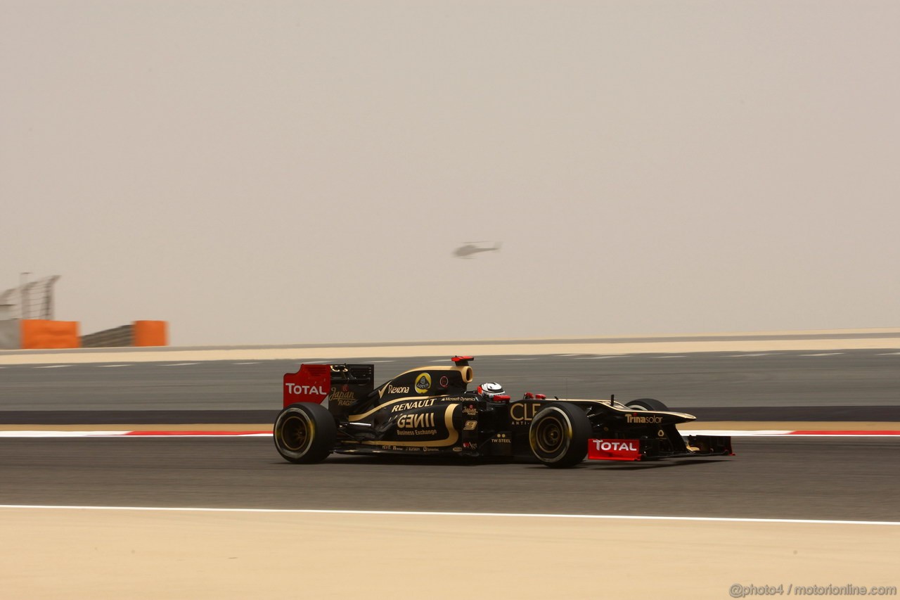 GP BAHRAIN, 20.04.2012- Prove Libere 3, Kimi Raikkonen (FIN) Lotus F1 Team E20 