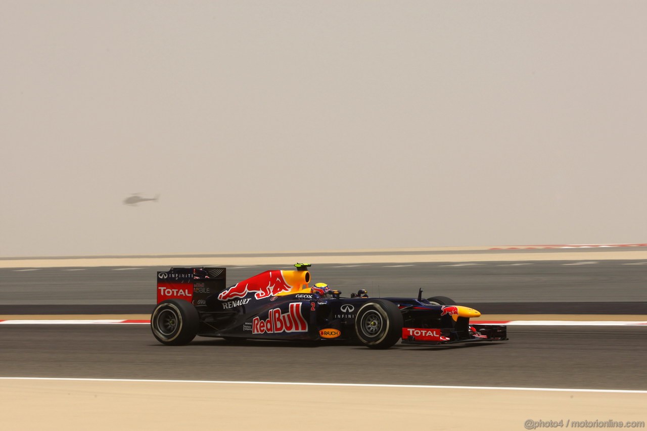GP BAHRAIN, 20.04.2012- Prove Libere 3, Mark Webber (AUS) Red Bull Racing RB8 