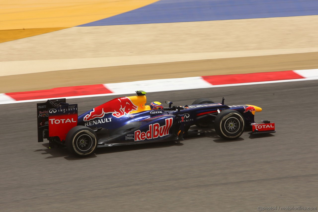 GP BAHRAIN, 20.04.2012- Prove Libere 3, Mark Webber (AUS) Red Bull Racing RB8 