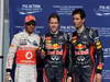 GP BAHRAIN, 21.04.2012.- Qualifiche, Sebastian Vettel (GER) Red Bull Racing RB8 pole position, Lewis Hamilton (GBR) McLaren Mercedes MP4-27 secondo e Mark Webber (AUS) Red Bull Racing RB8 terzo 