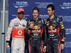 GP BAHRAIN, 21.04.2012.- Qualifiche, Sebastian Vettel (GER) Red Bull Racing RB8 pole position, Lewis Hamilton (GBR) McLaren Mercedes MP4-27 secondo e Mark Webber (AUS) Red Bull Racing RB8 terzo 