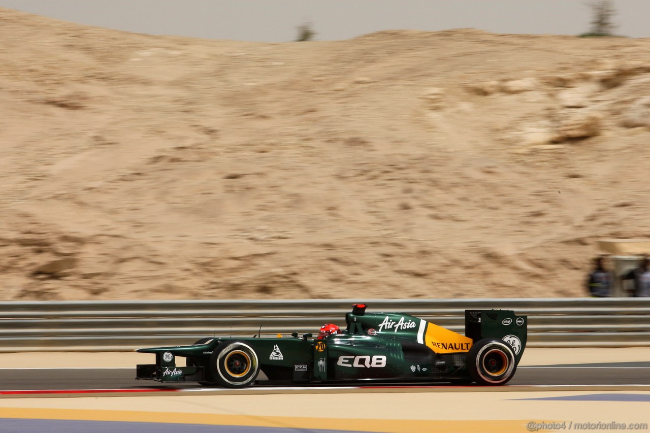 GP BAHRAIN, 20.04.2012- Prove Libere 1, Heikki Kovalainen (FIN) Caterham F1 Team CT01 