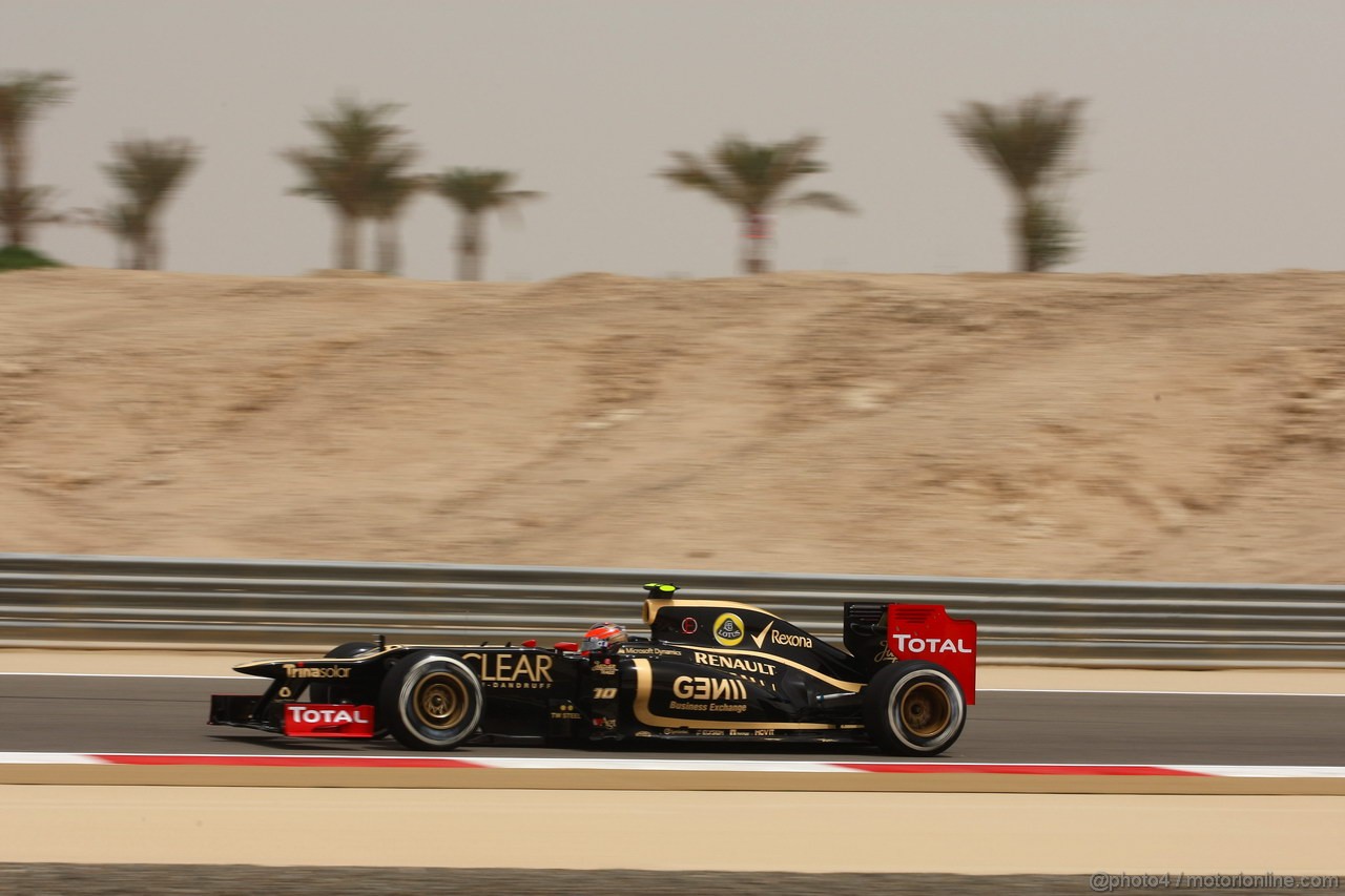 GP BAHRAIN, 20.04.2012- Prove Libere 1, Romain Grosjean (FRA) Lotus F1 Team E20 