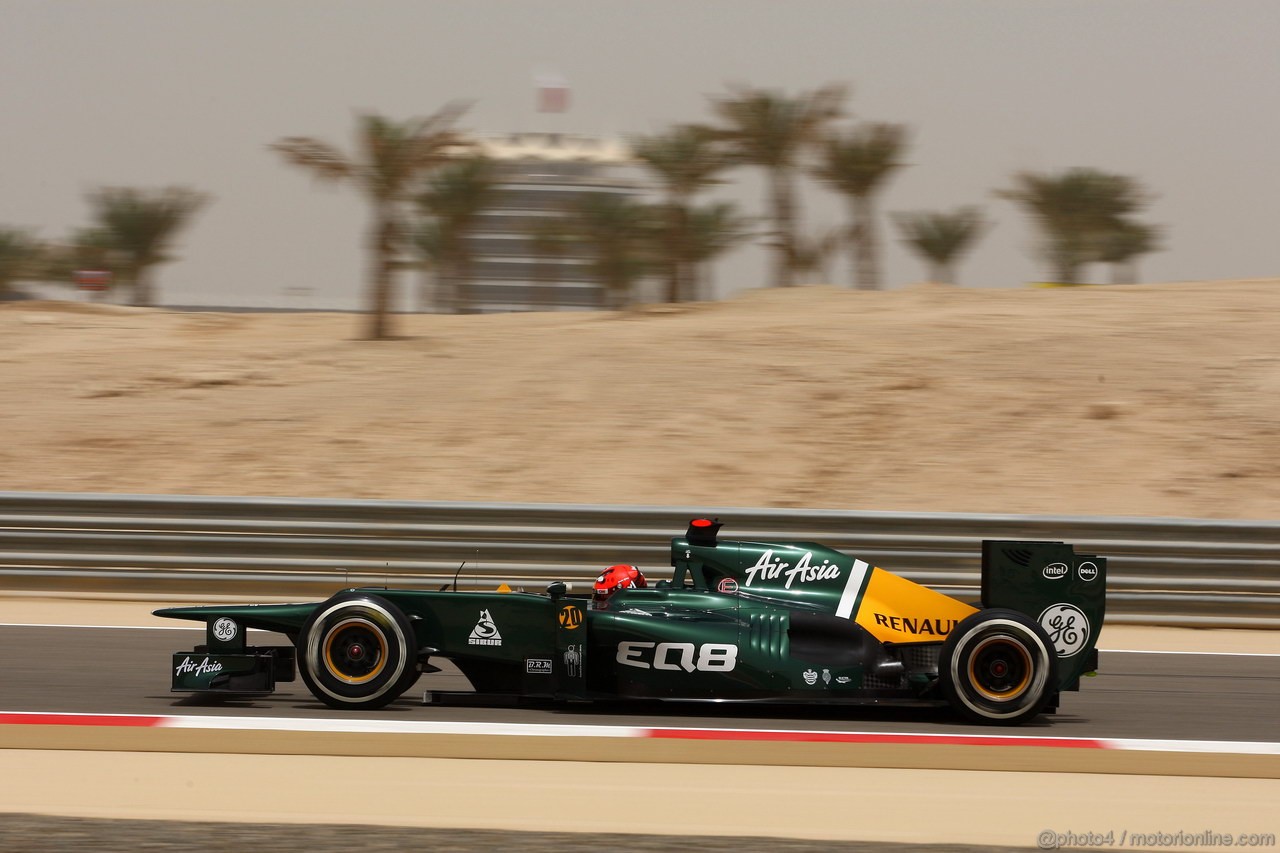 GP BAHRAIN, 20.04.2012- Prove Libere 1, Heikki Kovalainen (FIN) Caterham F1 Team CT01 