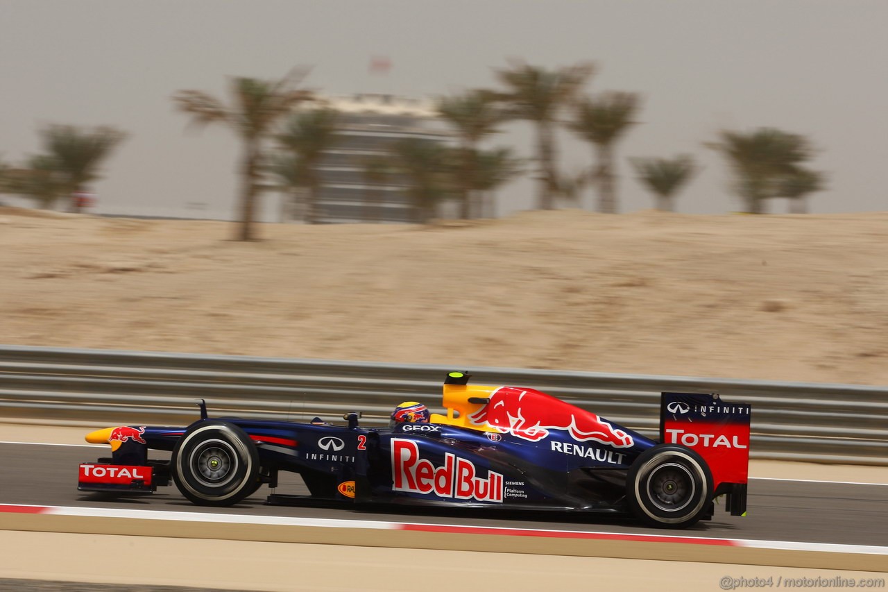 GP BAHRAIN, 20.04.2012- Prove Libere 1, Mark Webber (AUS) Red Bull Racing RB8 