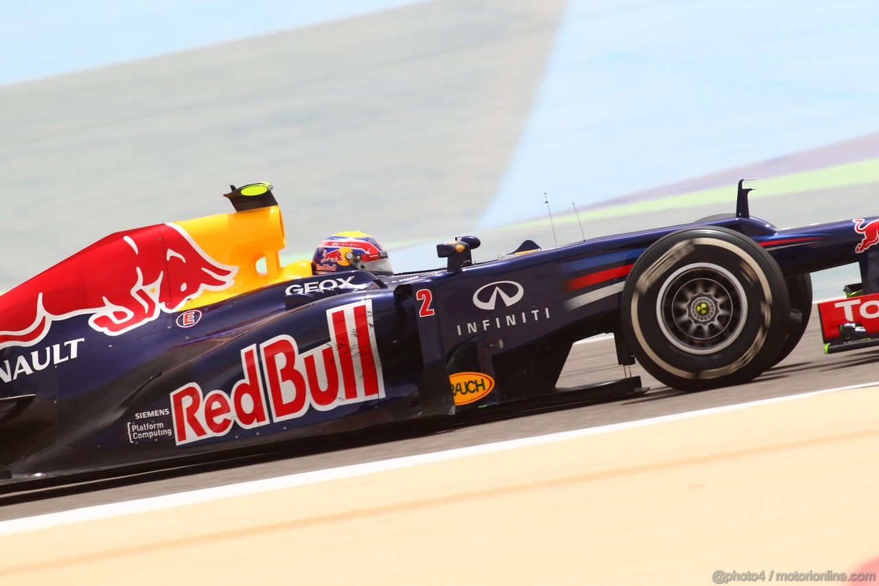 GP BAHRAIN, 20.04.2012- Prove Libere 1, Mark Webber (AUS) Red Bull Racing RB8 
