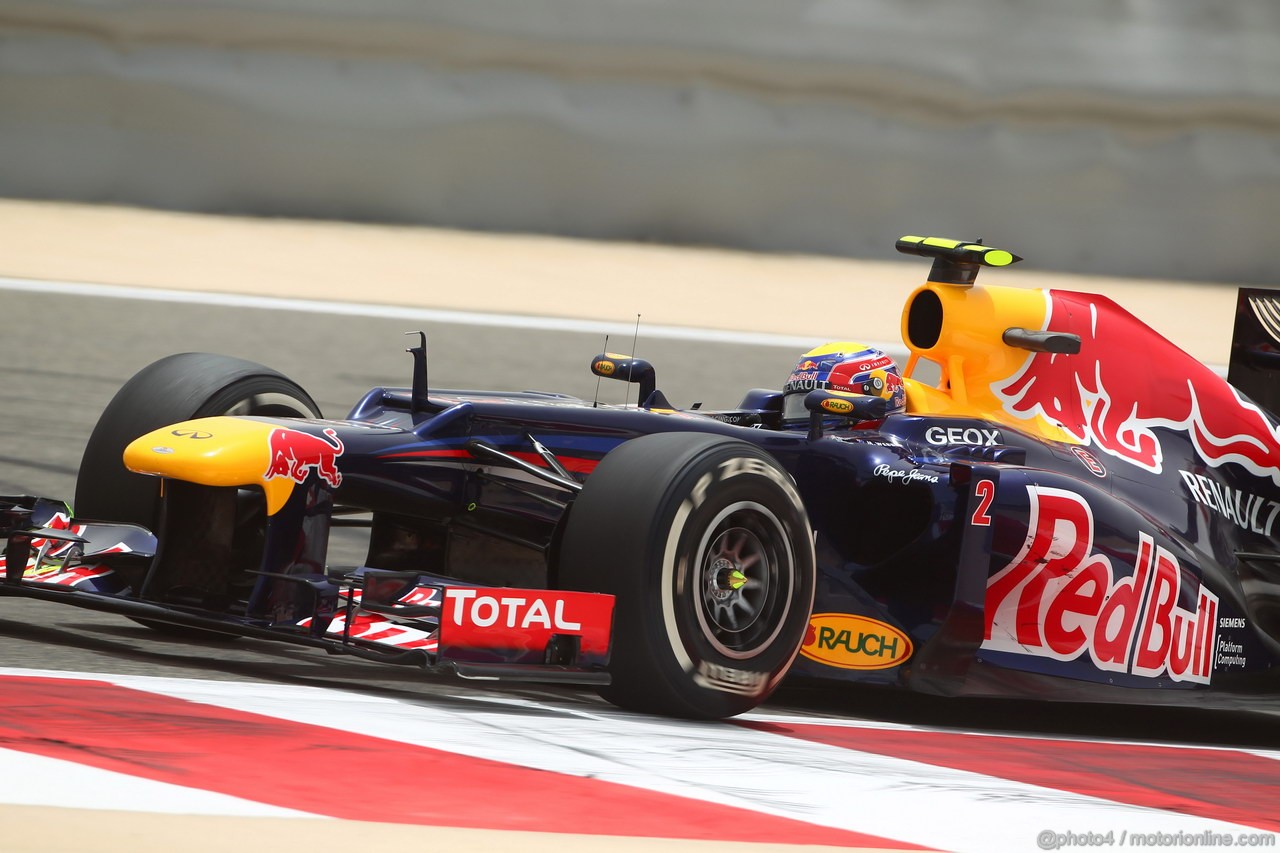 GP BAHRAIN, 20.04.2012- Prove Libere 1, Mark Webber (AUS) Red Bull Racing RB8