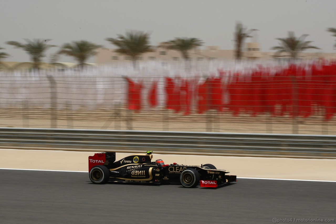 GP BAHRAIN, 20.04.2012- Prove Libere 1, Romain Grosjean (FRA) Lotus F1 Team E20 