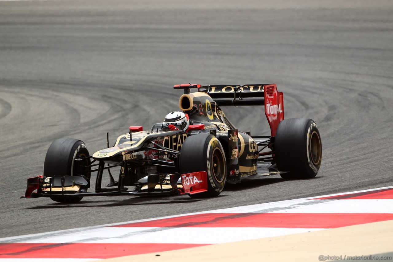 GP BAHRAIN, 20.04.2012- Prove Libere 1, Kimi Raikkonen (FIN) Lotus F1 Team E20 