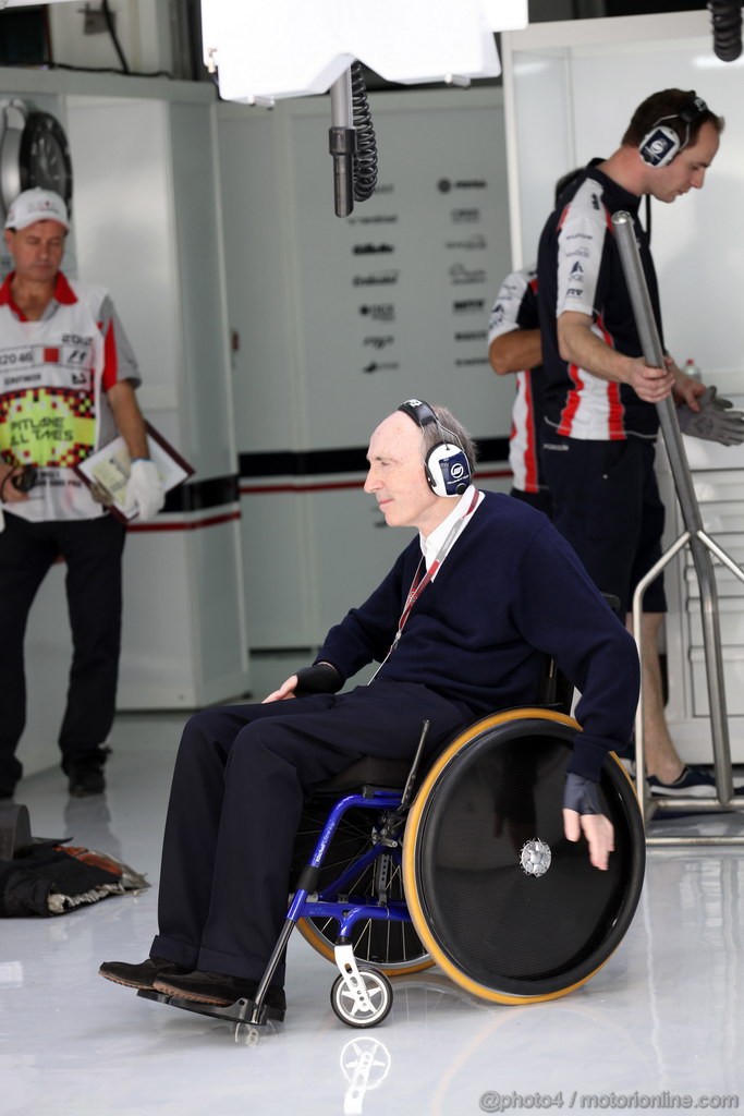 GP BAHRAIN, 20.04.2012- Prove Libere 1, Sir Frank Williams(gbr),Team Principal Williams F1 Team 