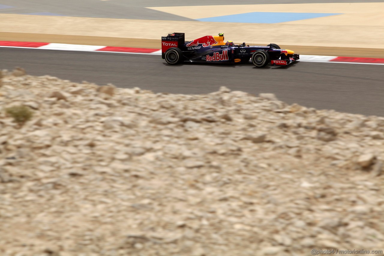 GP BAHRAIN, 20.04.2012- Prove Libere 1, Mark Webber (AUS) Red Bull Racing RB8 