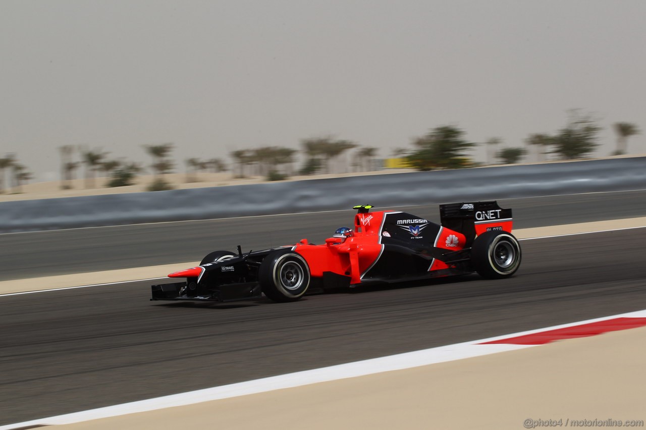 GP BAHRAIN, 20.04.2012-  Prove Libere 2, Charles Pic (FRA) Marussia F1 Team MR01 