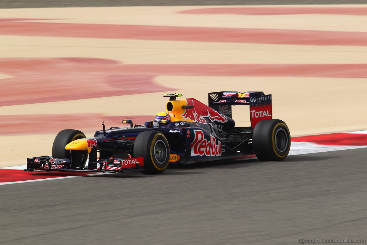 GP BAHRAIN, 20.04.2012-  Prove Libere 2, Mark Webber (AUS) Red Bull Racing RB8 
