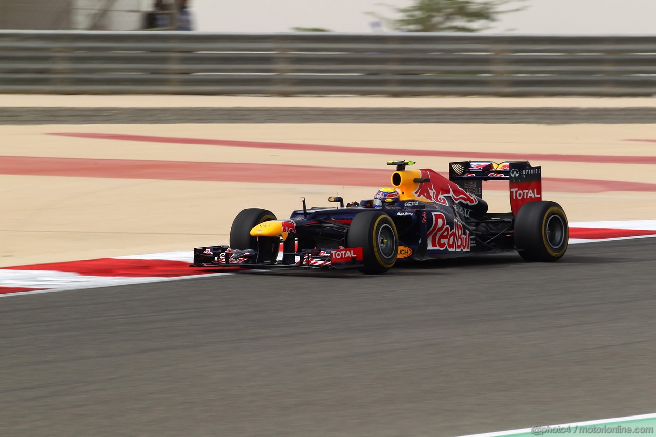 GP BAHRAIN, 20.04.2012-  Prove Libere 2, Mark Webber (AUS) Red Bull Racing RB8 