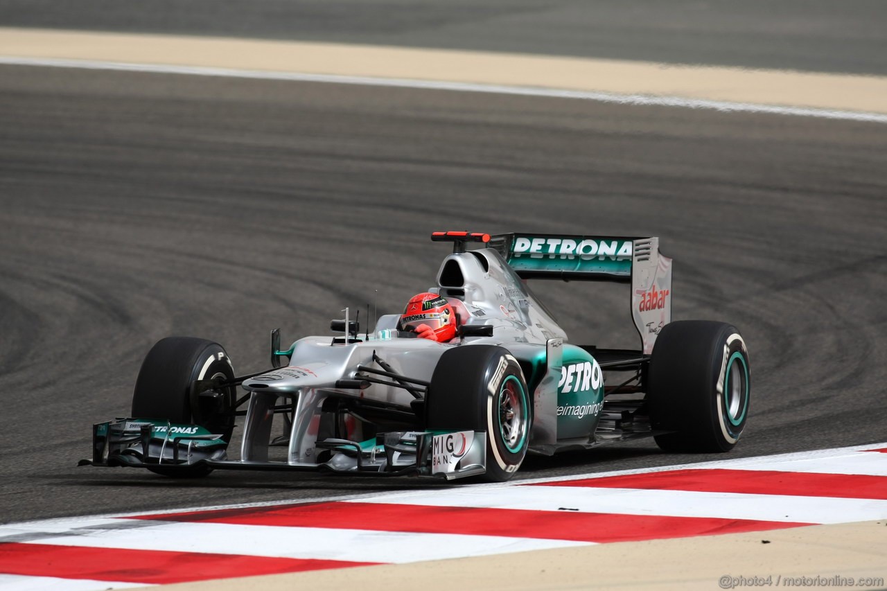 GP BAHRAIN, 20.04.2012-  Prove Libere 2, Michael Schumacher (GER) Mercedes AMG F1 W03 