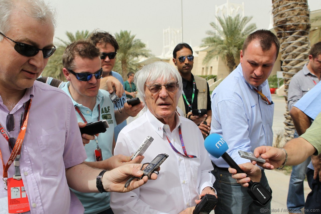 GP BAHRAIN, 20.04.2012-  Prove Libere 2, Bernie Ecclestone (GBR), President e CEO of Formula One Management  