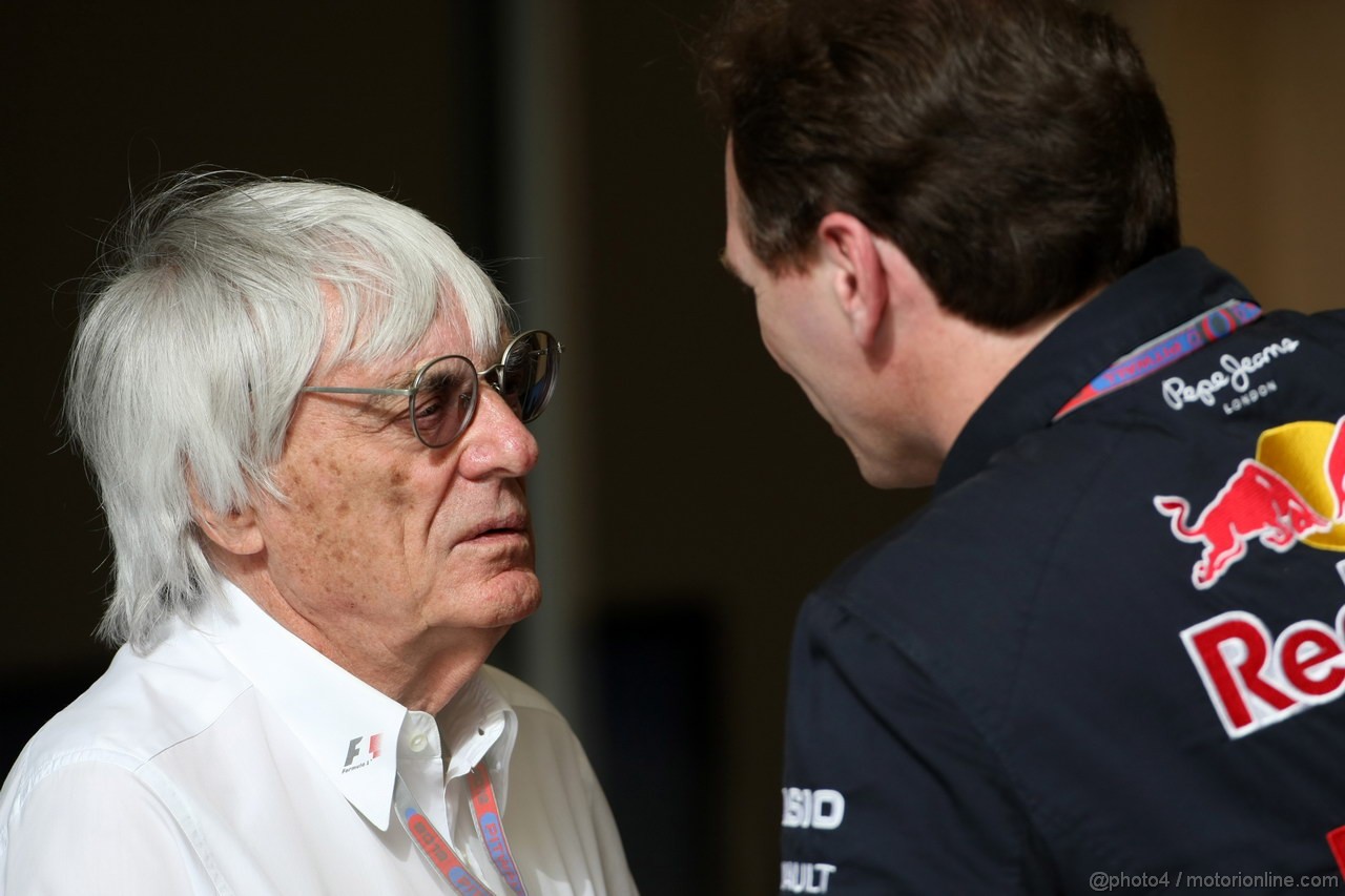 GP BAHRAIN, 20.04.2012- Bernie Ecclestone (GBR), President e CEO of Formula One Management  e Christian Horner (GBR), Red Bull Racing, Sporting Director