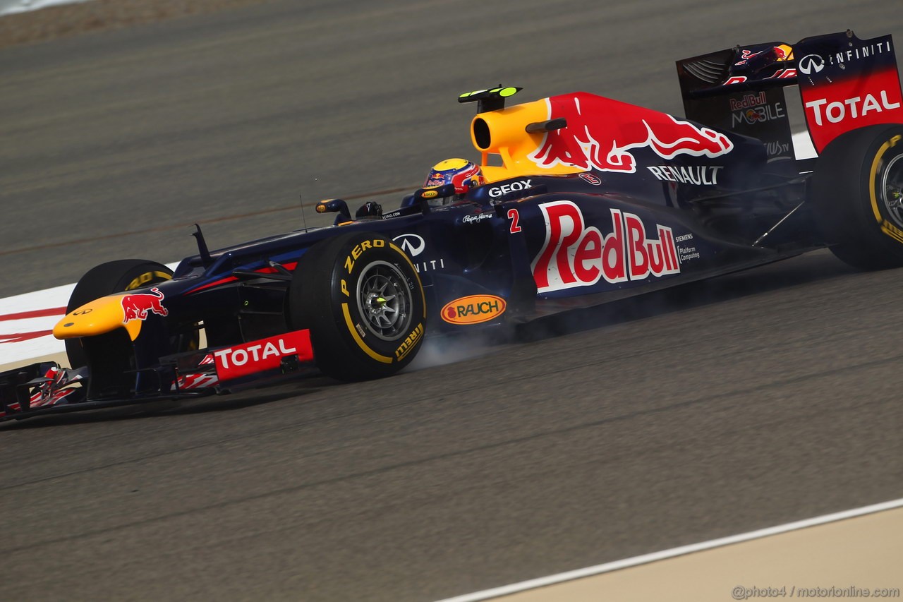 GP BAHRAIN, 20.04.2012- Prove Libere 2, Mark Webber (AUS) Red Bull Racing RB8 