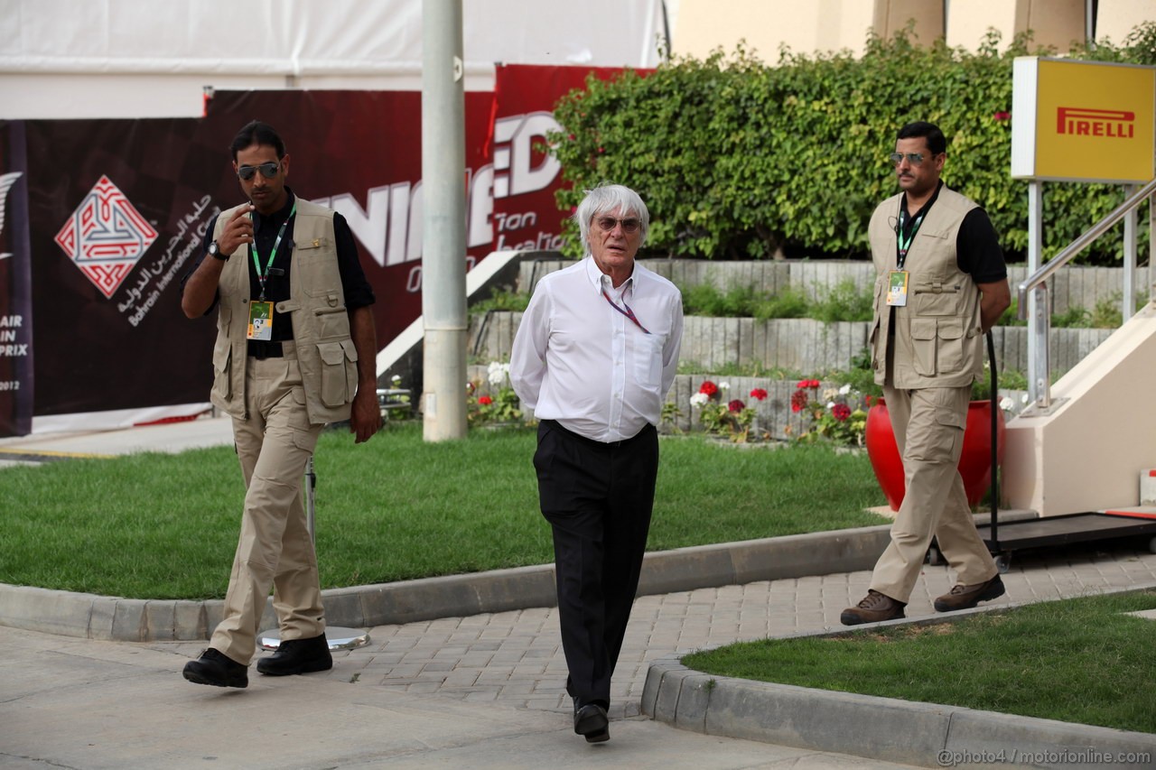 GP BAHRAIN, 20.04.2012- Bernie Ecclestone (GBR), President e CEO of Formula One Management