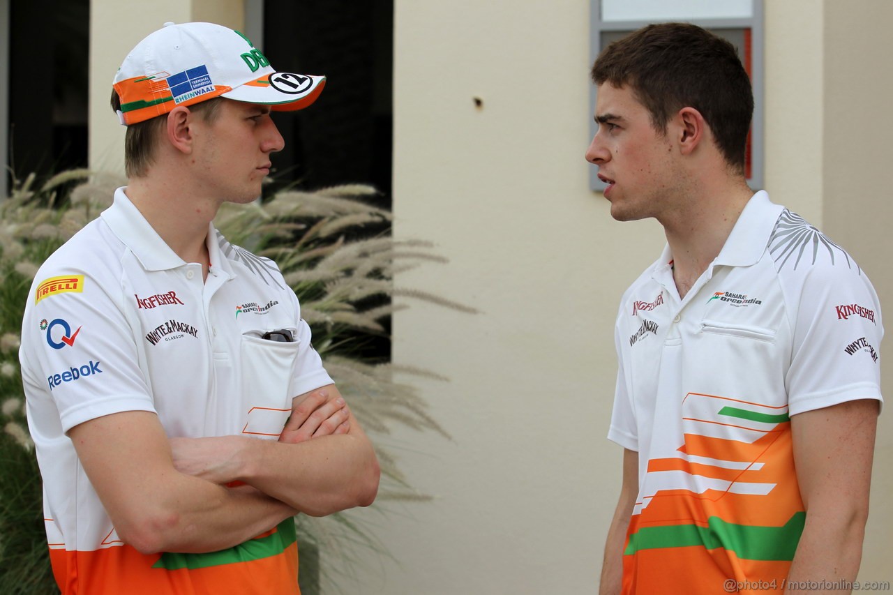 GP BAHRAIN, 20.04.2012- Nico Hulkenberg (GER) Sahara Force India F1 Team VJM05 e Paul di Resta (GBR) Sahara Force India F1 Team VJM05 
