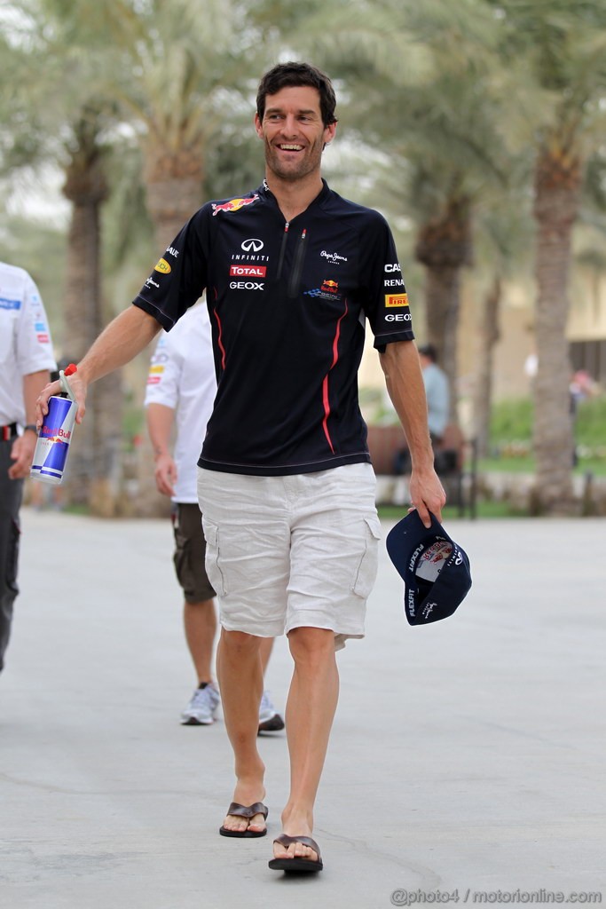 GP BAHRAIN, 20.04.2012- Mark Webber (AUS) Red Bull Racing RB8 