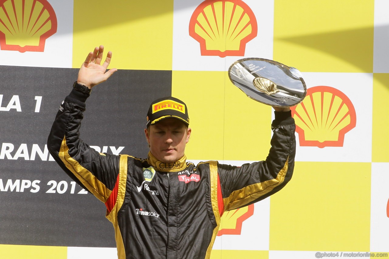 GP BELGIO, 02.09.2012- Gara, terzo Kimi Raikkonen (FIN) Lotus F1 Team E20 
