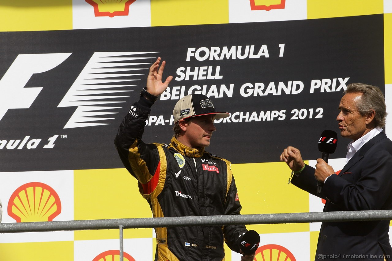 GP BELGIO, 02.09.2012- Gara, terzo Kimi Raikkonen (FIN) Lotus F1 Team E20 e Jackie Icks