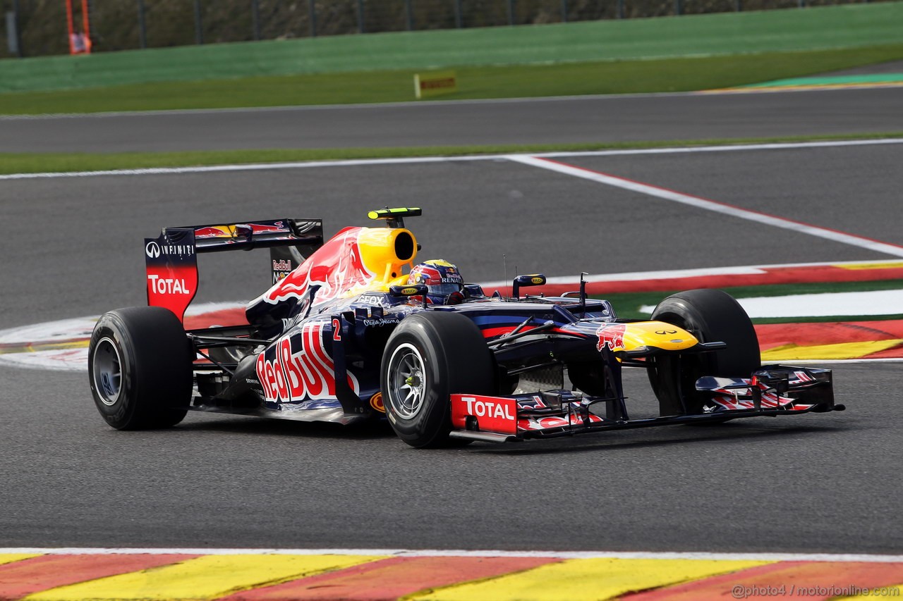 GP BELGIO, 01.09.2012- Prove Libere 3, Mark Webber (AUS) Red Bull Racing RB8 