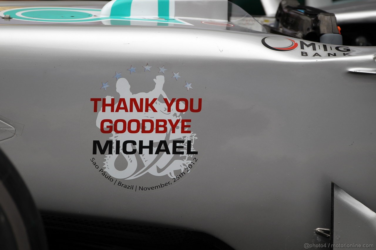 GP BRASILE, 25.11.2012- A mensage to Michael Schumacher (GER) Mercedes AMG F1 W03 
