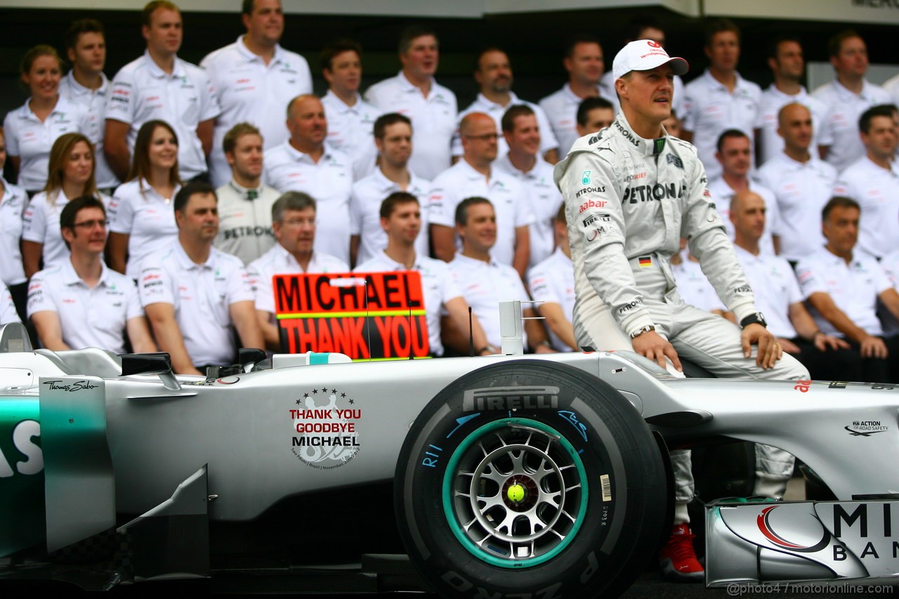 GP BRASILE, 25.11.2012- Mercedes Team photograph, Michael Schumacher (GER) Mercedes AMG F1 W03 
