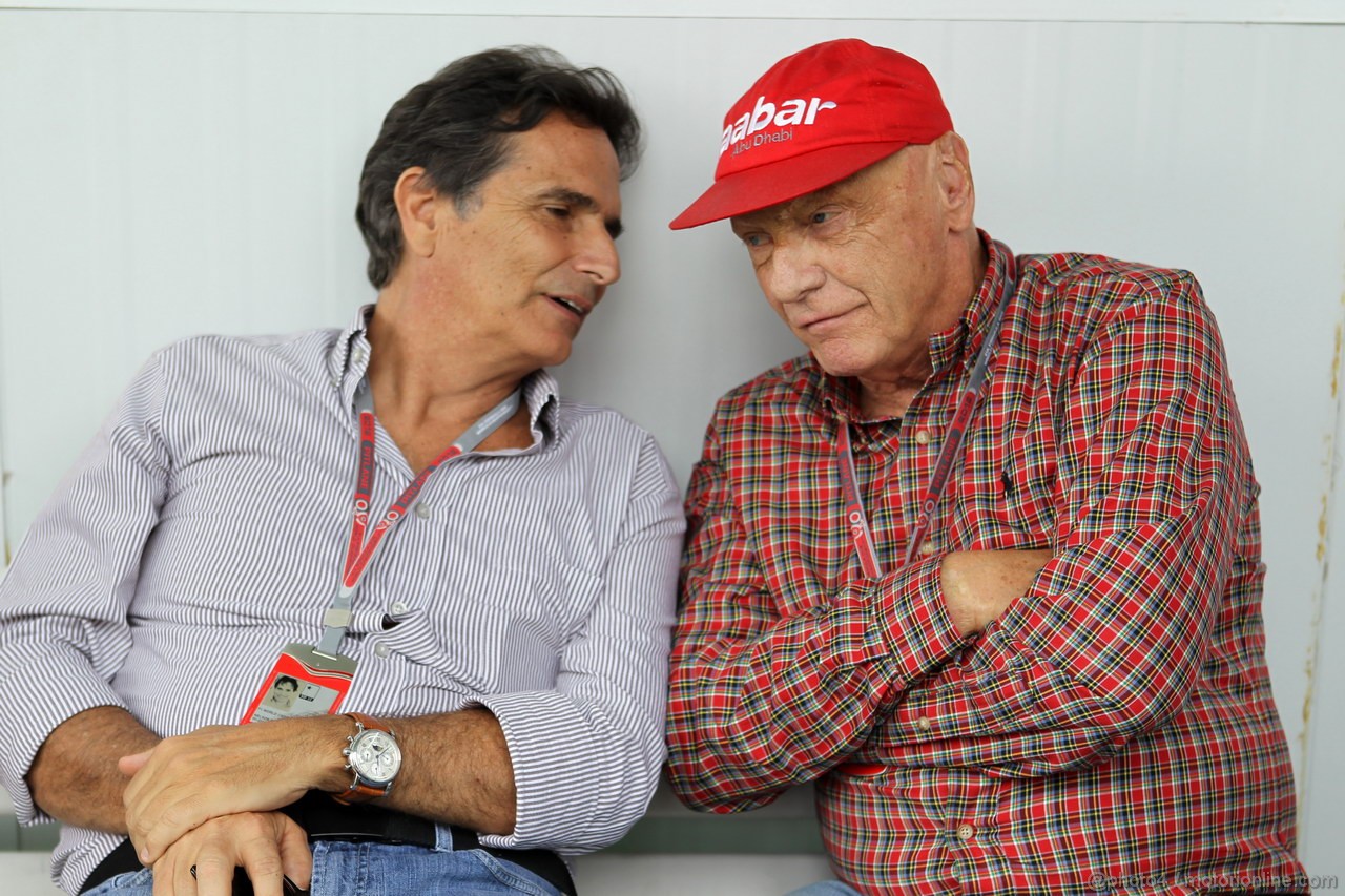 GP BRASILE, 25.11.2012- Nelson Piquet (BRA) e Nikki Lauda (AU), Mercedes 