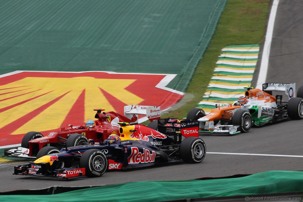 GP BRASILE, 25.11.2012- Gara, Mark Webber (AUS) Red Bull Racing RB8 nd Fernando Alonso (ESP) Ferrari F2012 