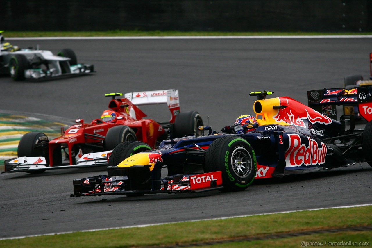 GP BRASILE, 25.11.2012- Gara, Felipe Massa (BRA) Ferrari F2012 e Mark Webber (AUS) Red Bull Racing RB8 