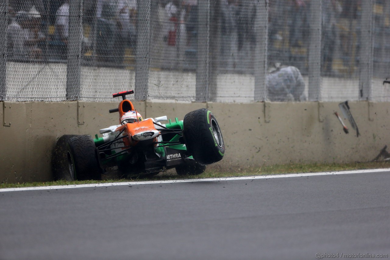 GP BRASILE, 25.11.2012- Gara, Crash, Paul di Resta (GBR) Sahara Force India F1 Team VJM05 