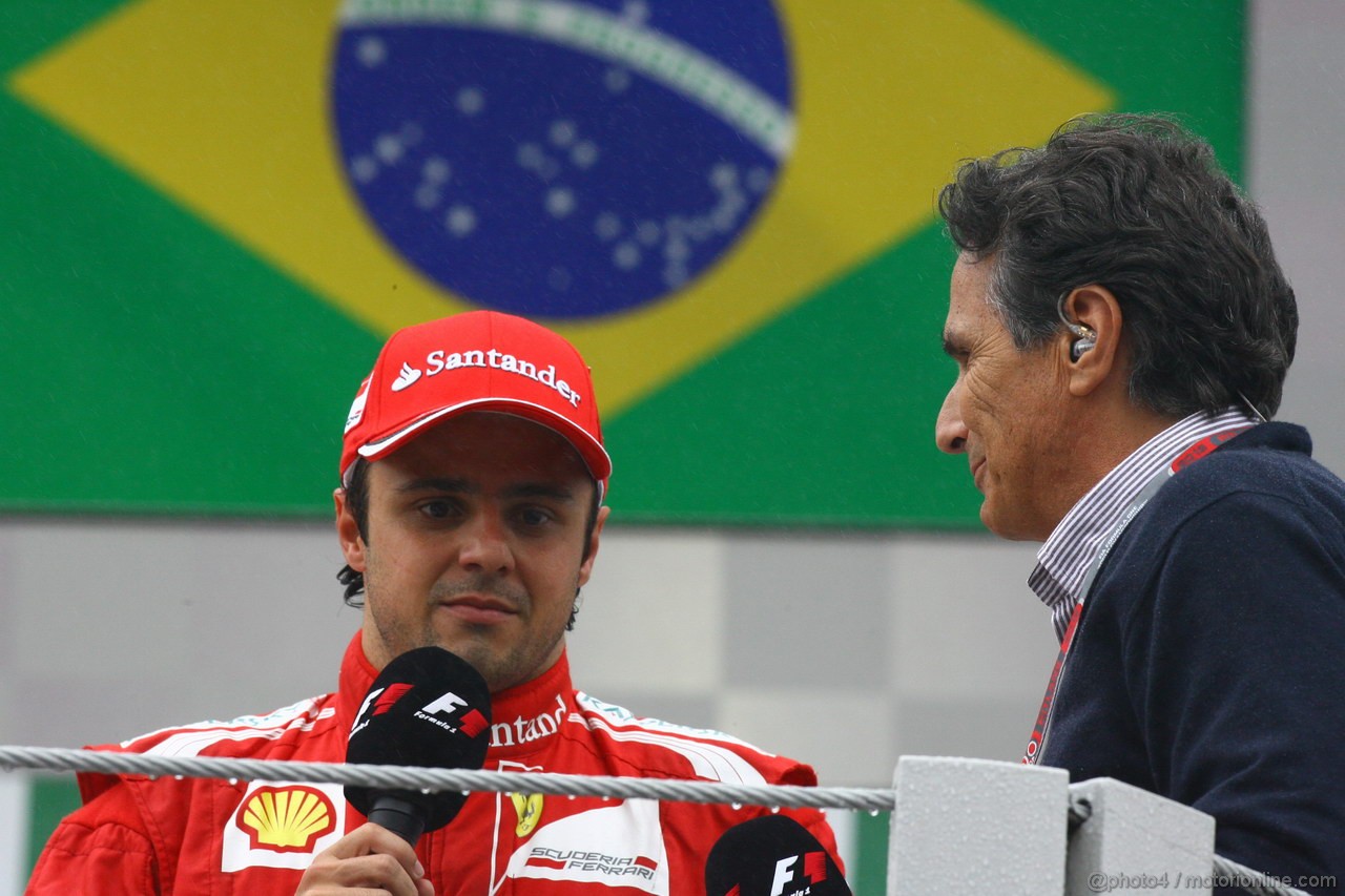 GP BRASILE, 25.11.2012- Gara, terzo Felipe Massa (BRA) Ferrari F2012 with Nelson Piquet 